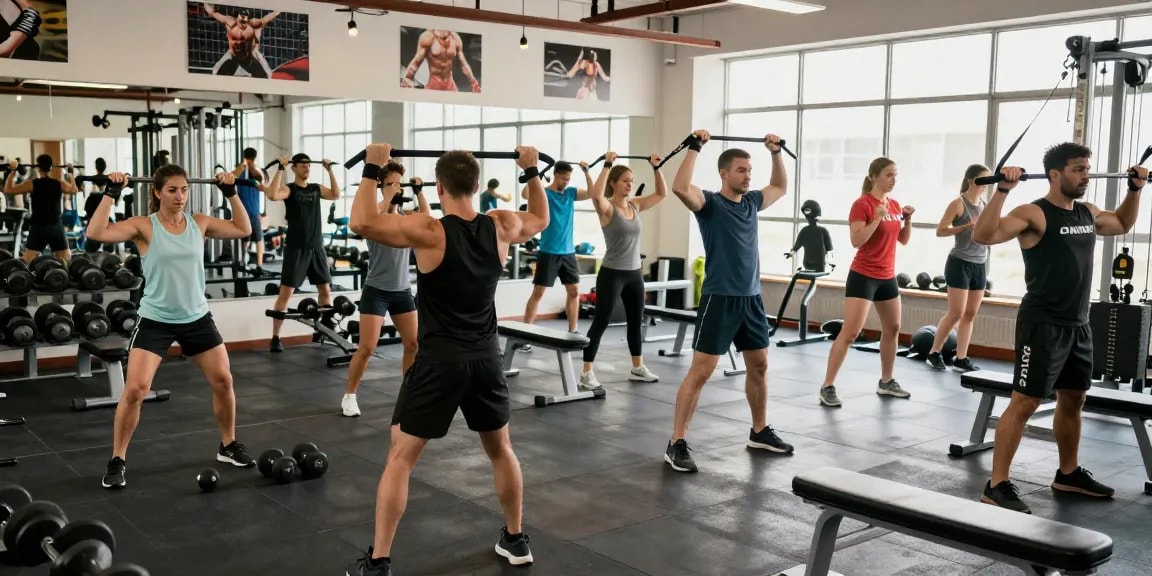 Medi Pharma Steroid Shop - Aktive Sportler in modernem Fitnessstudio bei intensiven Trainingseinheiten.