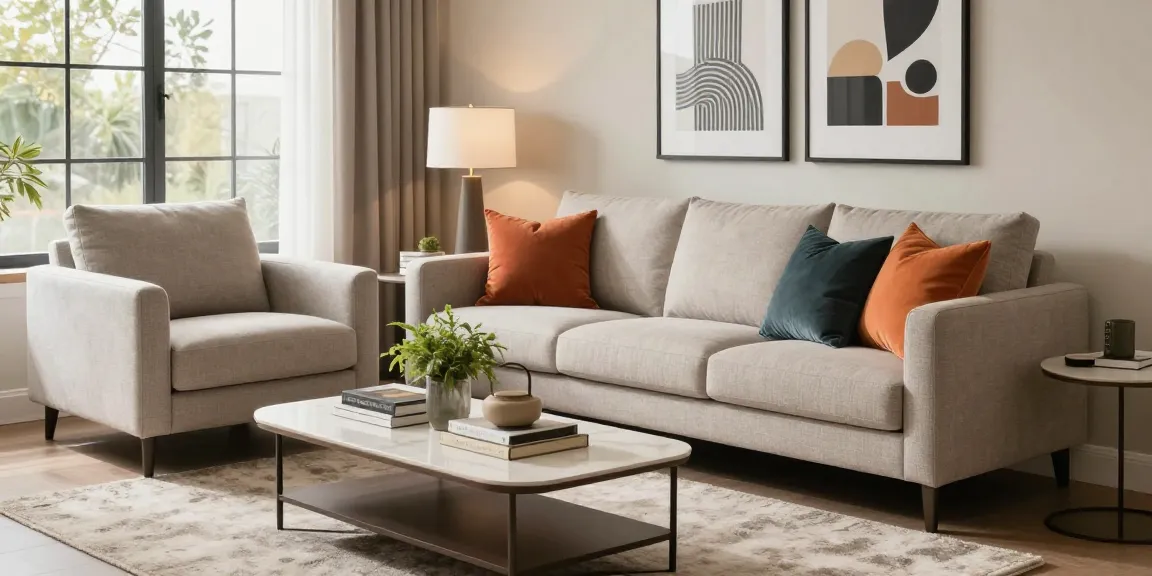 Modernes Wohnzimmer mit stilvollen Möbeln für möbel günstig kaufen und lebhaftem Dekor.