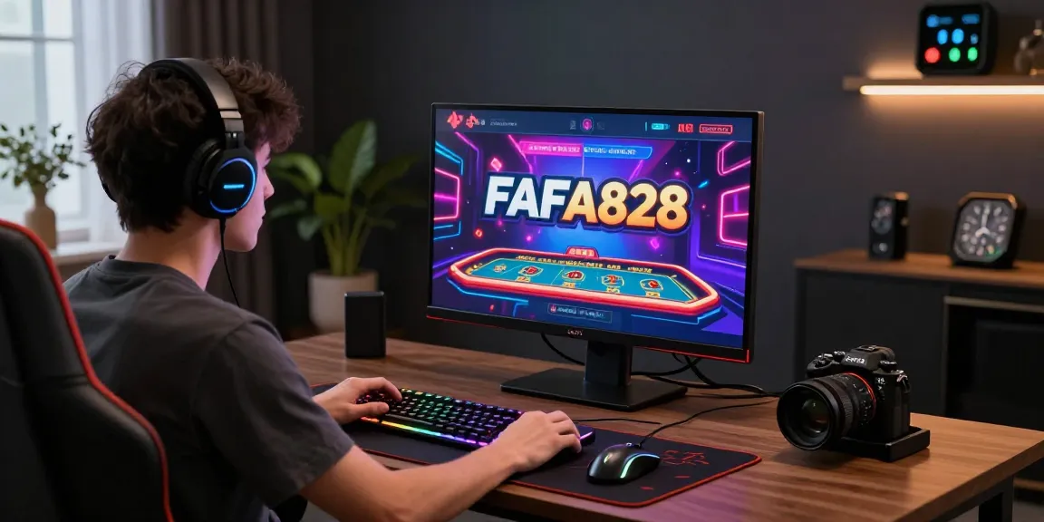 Player engaging with FAFA828 online gambling platform in a modern gaming setup.