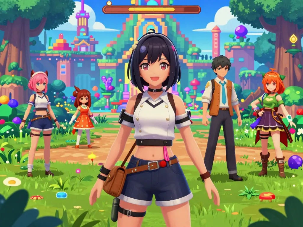 A captivating scene from female protagonist porn games featuring a stylish character in an interactive adult visual novel adventure amidst vibrant fantasy elements.