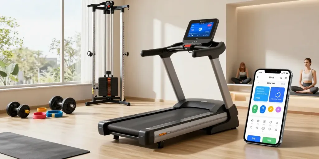 Fitnessgeräte für Zuhause: Hochwertige Sportgeräte und moderne Technologie im Einsatz für effektives Training.