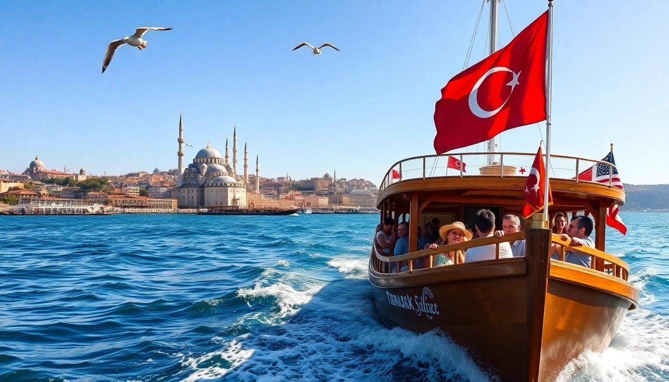 Genießen Sie Istanbul Bosphorus cruises auf einem traditionellen Boot mit majestätischen Stadtansichten.