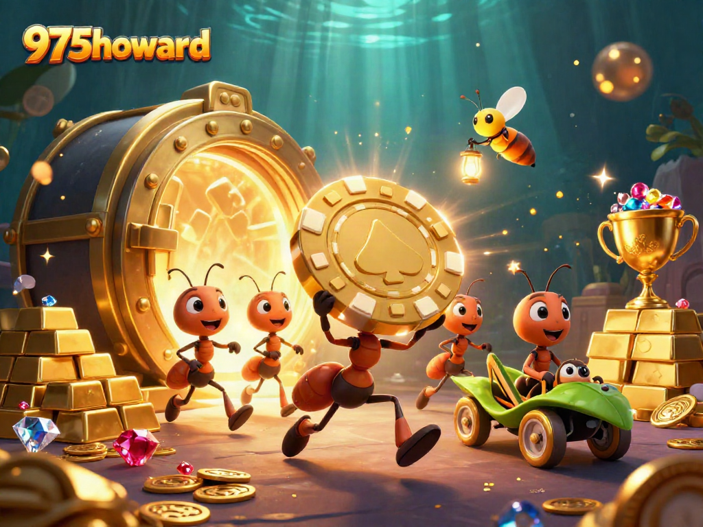 Experience the thrill of the 975howard heist with ants and gems in a vibrant casino scene.