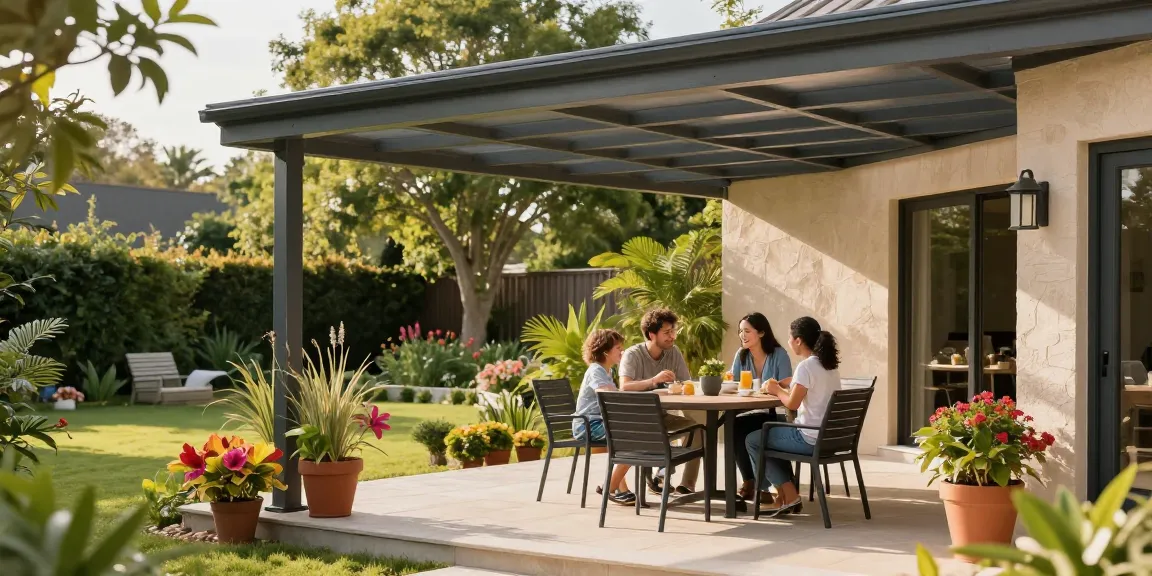 Moderne Terrassenüberdachungen schaffen einladende Außenbereiche für die Familie.