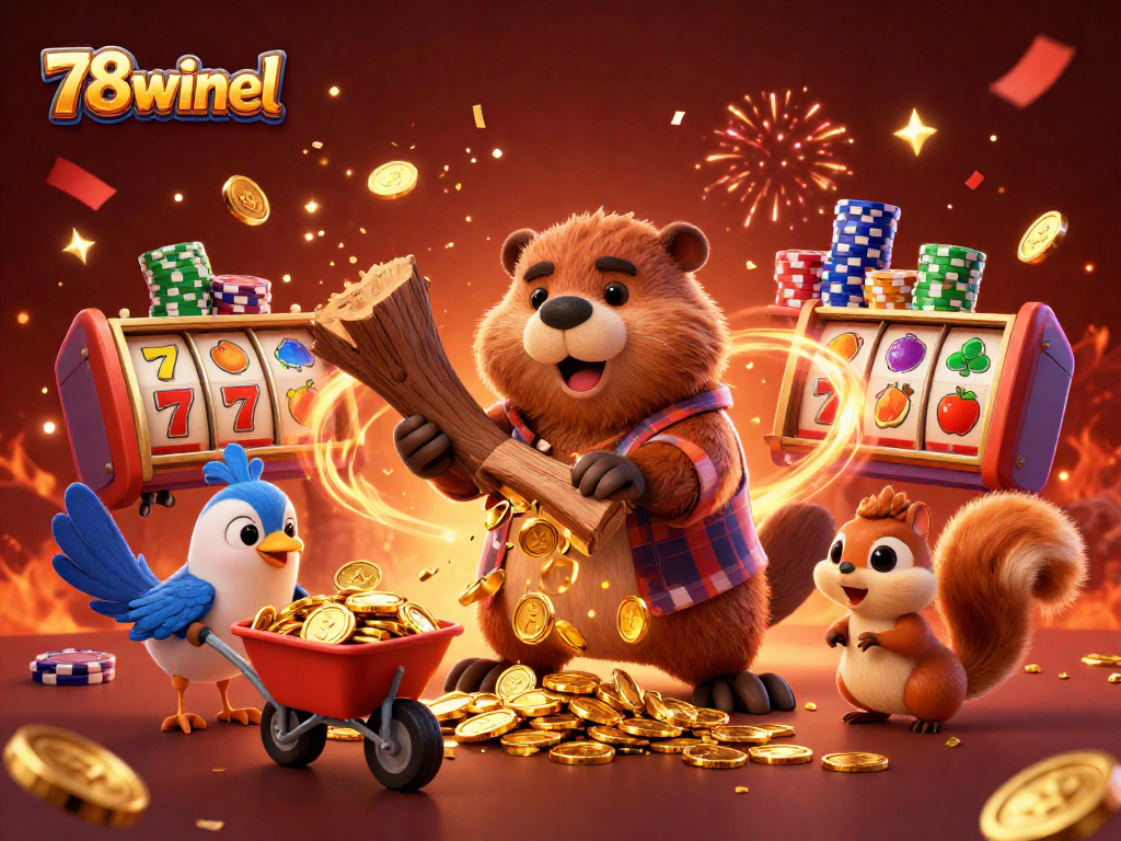 Experience enchanting gaming adventures with 78winel, as characters collect coins amidst vibrant casino action.