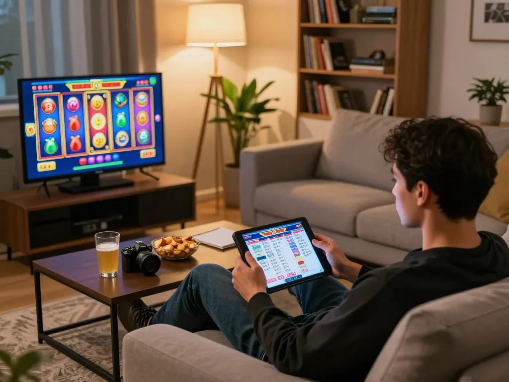 Experience online gaming strategies with SC88e on a tablet in a cozy home setting.