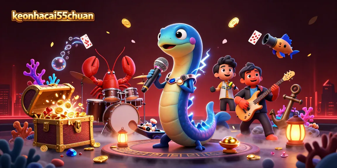 Experience the excitement of keonhacai55chuan with vibrant underwater casino elements and characters.